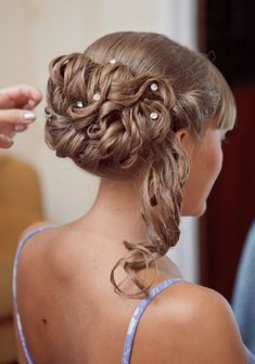 Cвадебная прическа Ю21172 с собранными волосами