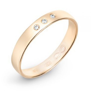 Обручальное кольцо R01-WED-00003-М9119 - Ювелирный бренд Московский ювелирный завод в Новосибирске...