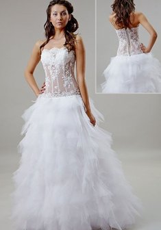 Свадебное платье Ekaterina-Г24502. С пышной юбкой, длинное без шлейфа.