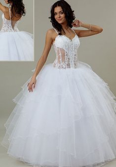 Свадебное платье Ludmila-Г24505. С пышной юбкой, длинное без шлейфа.