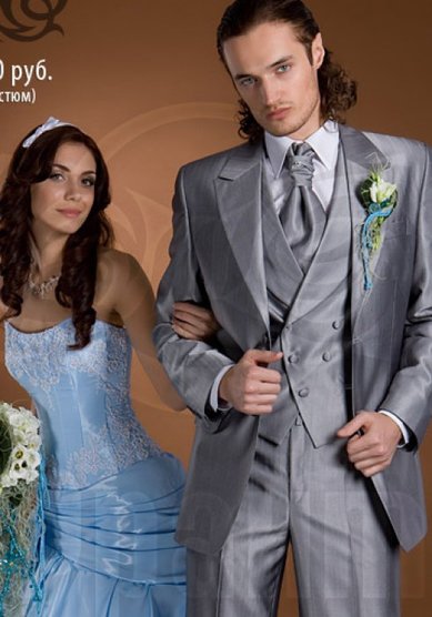 Свадебный мужской костюм Серебро и бирюза-S1289 - Магазин-ателье мужского костюма SOLO AVANTI...