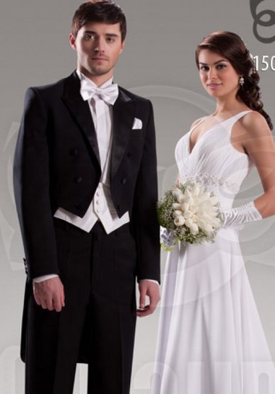 Свадебный мужской костюм Фрак атлас-S1296 - Магазин-ателье мужского костюма SOLO AVANTI